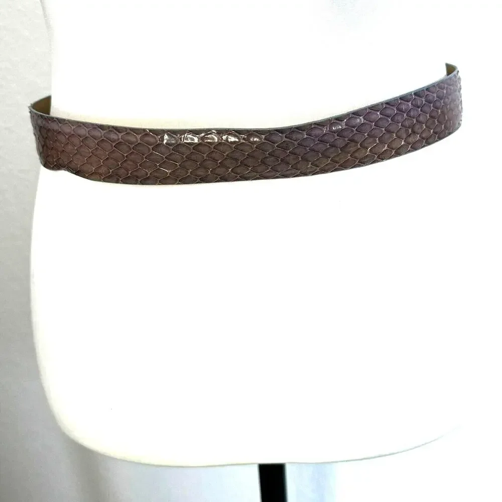 EMMANUEL | Large Genuine Reptile Veritable Snake Belt Silver Gold Tone Buckle‎